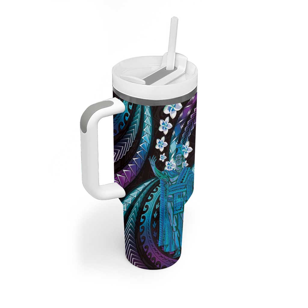 Hawaii King Kamehameha Tumbler With Handle Fantastic Plumeria Amethyst Gradient