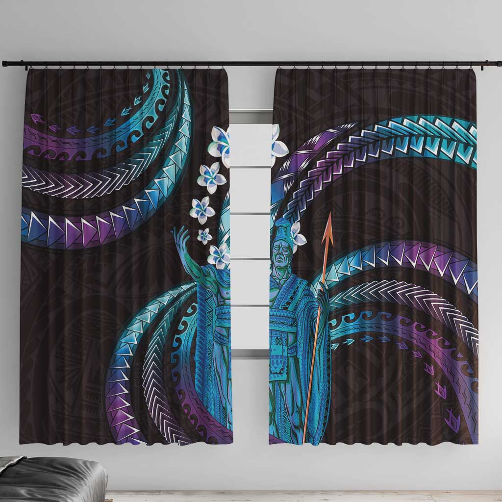 Hawaii King Kamehameha Window Curtain Fantastic Plumeria Amethyst Gradient LT01 With Hooks Purple - Polynesian Pride