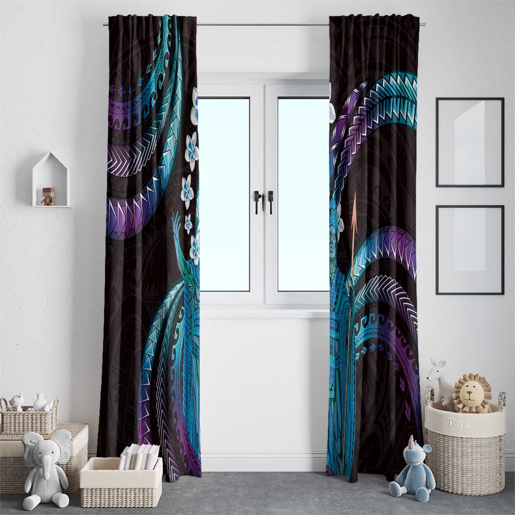 Hawaii King Kamehameha Window Curtain Fantastic Plumeria Amethyst Gradient LT01 - Polynesian Pride