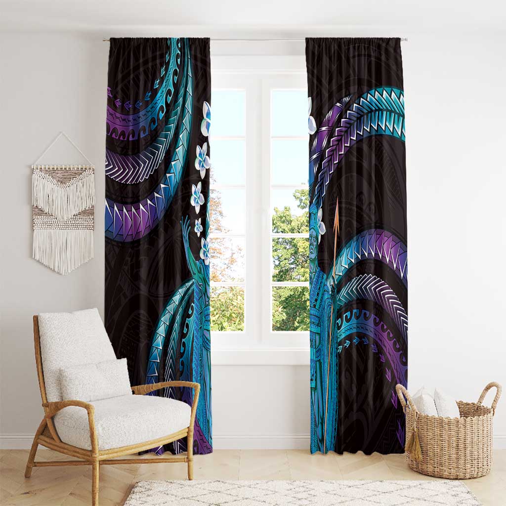 Hawaii King Kamehameha Window Curtain Fantastic Plumeria Amethyst Gradient LT01 - Polynesian Pride