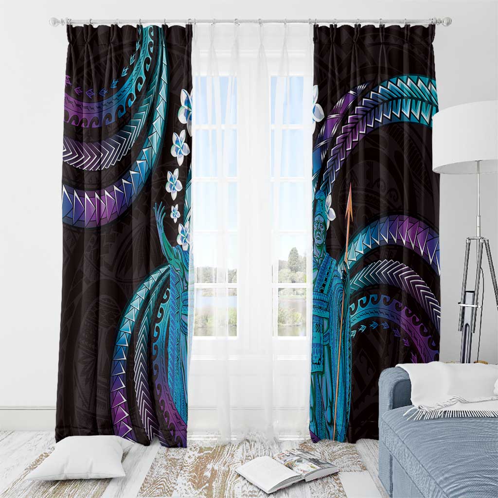 Hawaii King Kamehameha Window Curtain Fantastic Plumeria Amethyst Gradient LT01 - Polynesian Pride