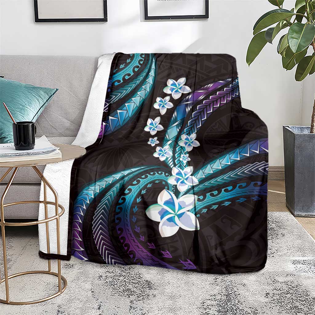 Hawaii Plumeria Blanket Amethyst Gradient Polynesian Pattern