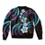 Hawaii Plumeria Bomber Jacket Amethyst Gradient Polynesian Pattern