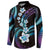 Hawaii Plumeria Button Sweatshirt Amethyst Gradient Polynesian Pattern