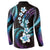 Hawaii Plumeria Button Sweatshirt Amethyst Gradient Polynesian Pattern