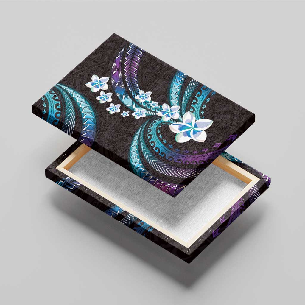 Hawaii Plumeria Canvas Wall Art Amethyst Gradient Polynesian Pattern