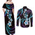 Hawaii Plumeria Couples Matching Off Shoulder Maxi Dress and Long Sleeve Button Shirt Amethyst Gradient Polynesian Pattern