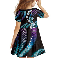 Hawaii Plumeria Family Matching Off The Shoulder Long Sleeve Dress and Hawaiian Shirt Amethyst Gradient Polynesian Pattern