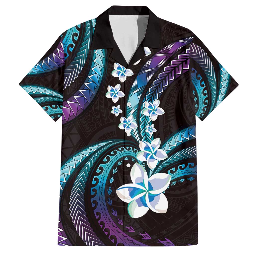 Hawaii Plumeria Family Matching Off Shoulder Short Dress and Hawaiian Shirt Amethyst Gradient Polynesian Pattern LT01 Dad's Shirt - Short Sleeve Purple - Polynesian Pride