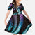 Hawaii Plumeria Kid Short Sleeve Dress Amethyst Gradient Polynesian Pattern