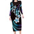 Hawaii Plumeria Long Sleeve Bodycon Dress Amethyst Gradient Polynesian Pattern