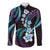 Hawaii Plumeria Long Sleeve Button Shirt Amethyst Gradient Polynesian Pattern
