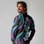 Hawaii Plumeria Long Sleeve Polo Shirt Amethyst Gradient Polynesian Pattern
