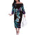 Hawaii Plumeria Off The Shoulder Long Sleeve Dress Amethyst Gradient Polynesian Pattern