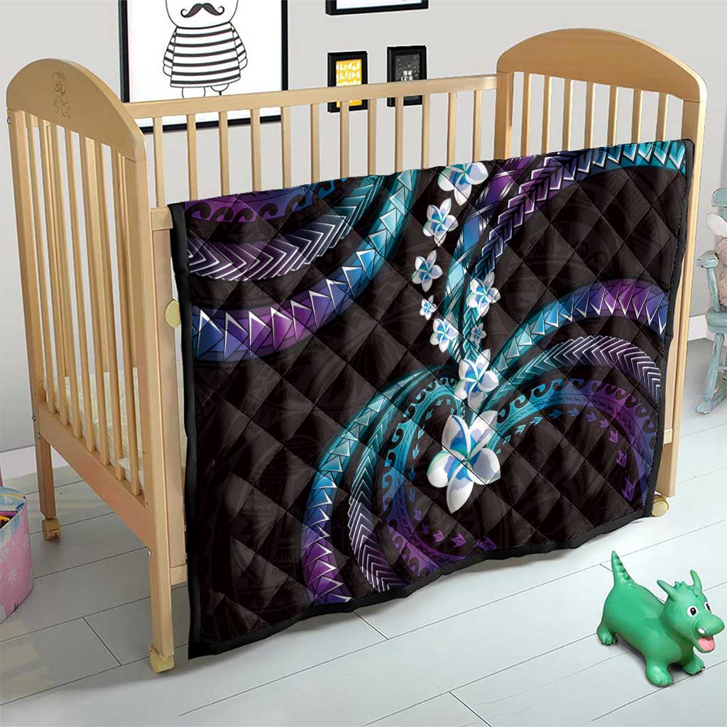 Hawaii Plumeria Quilt Amethyst Gradient Polynesian Pattern
