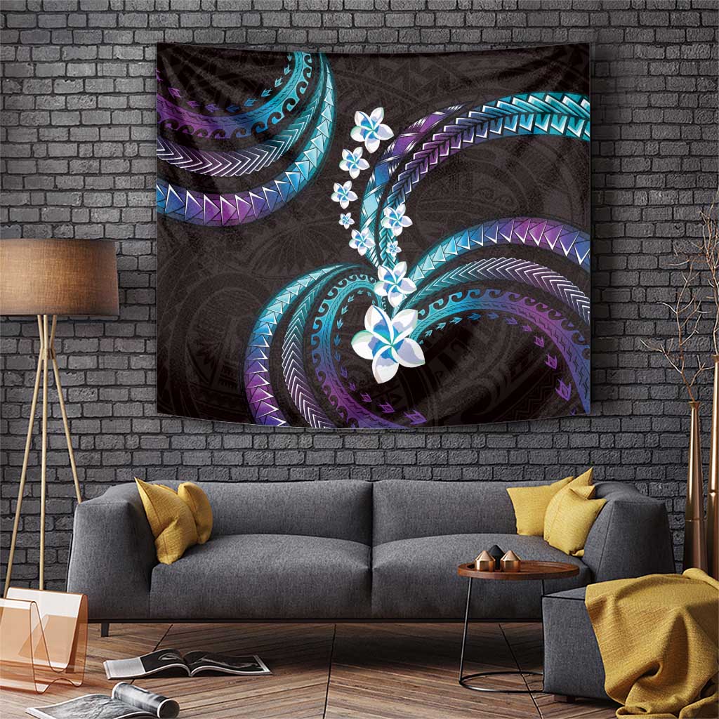 Hawaii Plumeria Tapestry Amethyst Gradient Polynesian Pattern LT01 Purple - Polynesian Pride