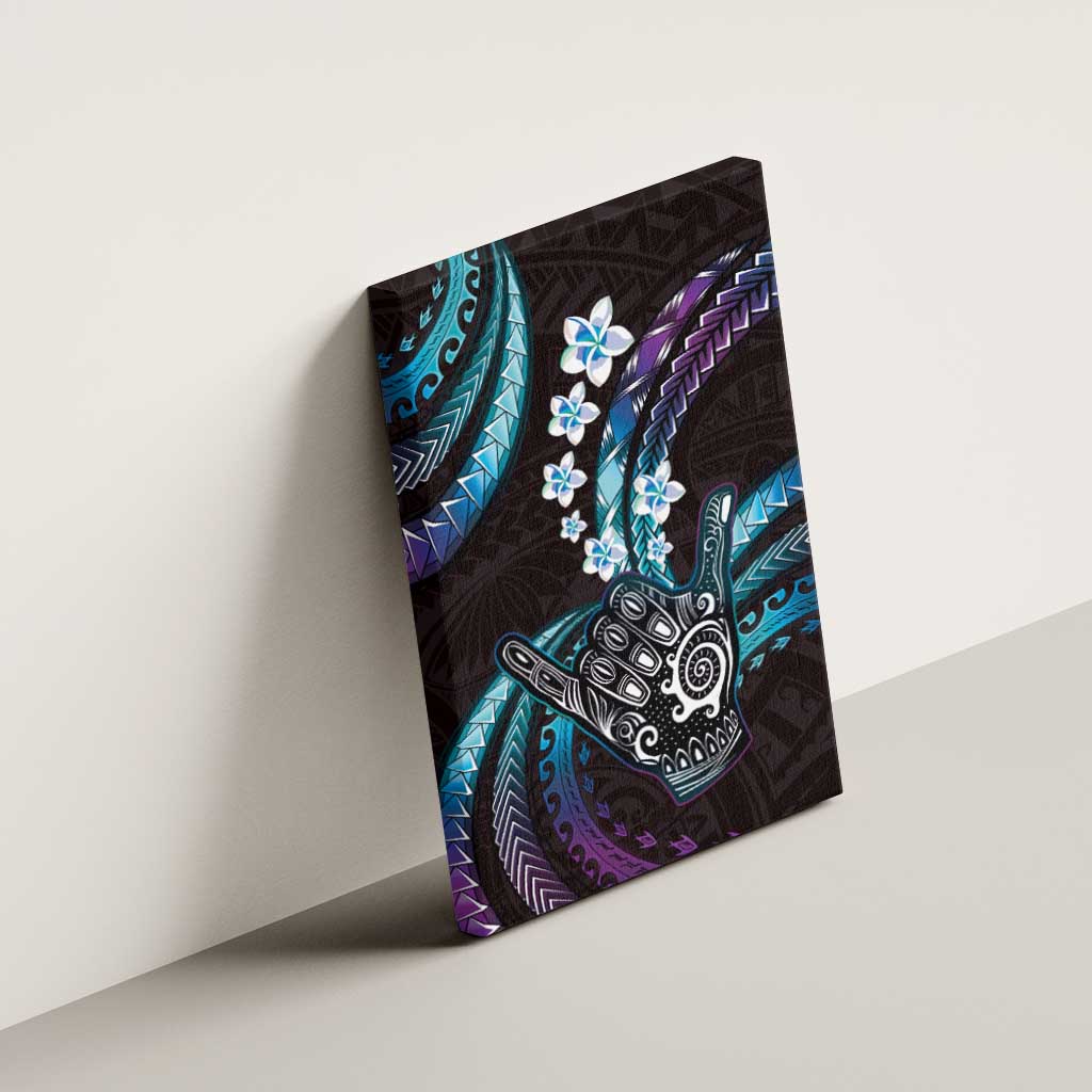 Hawaii Shaka Sign Canvas Wall Art Fantastic Frangipani Amethyst Gradient