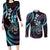 Hawaii Shaka Sign Couples Matching Long Sleeve Bodycon Dress and Long Sleeve Button Shirt Fantastic Frangipani Amethyst Gradient