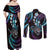 Hawaii Shaka Sign Couples Matching Off Shoulder Maxi Dress and Long Sleeve Button Shirt Fantastic Frangipani Amethyst Gradient