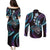 Hawaii Shaka Sign Couples Matching Puletasi and Long Sleeve Button Shirt Fantastic Frangipani Amethyst Gradient
