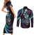 Hawaii Shaka Sign Couples Matching Short Sleeve Bodycon Dress and Long Sleeve Button Shirt Fantastic Frangipani Amethyst Gradient
