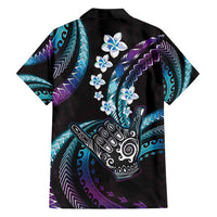Hawaii Shaka Sign Family Matching Puletasi and Hawaiian Shirt Fantastic Frangipani Amethyst Gradient