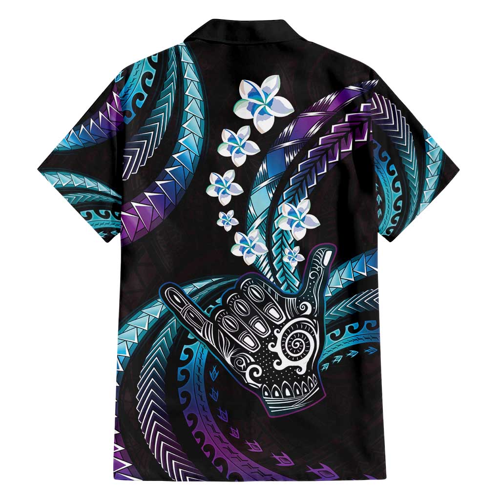 Hawaii Shaka Sign Family Matching Summer Maxi Dress and Hawaiian Shirt Fantastic Frangipani Amethyst Gradient LT01 - Polynesian Pride