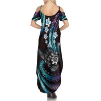 Hawaii Shaka Sign Family Matching Summer Maxi Dress and Hawaiian Shirt Fantastic Frangipani Amethyst Gradient LT01 - Polynesian Pride