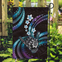 Hawaii Shaka Sign Garden Flag Fantastic Frangipani Amethyst Gradient