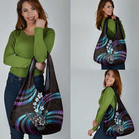 Hawaii Shaka Sign Grocery Bag Fantastic Frangipani Amethyst Gradient