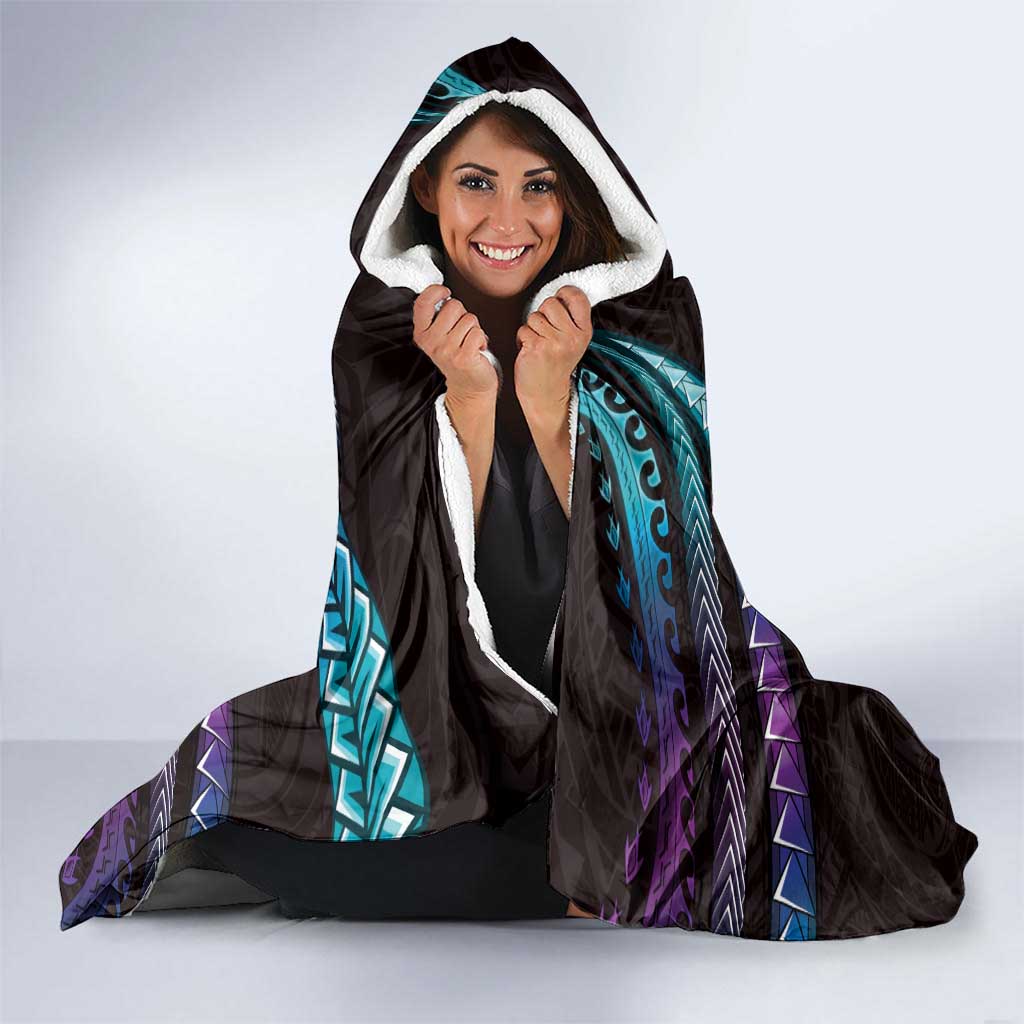 Hawaii Shaka Sign Hooded Blanket Fantastic Frangipani Amethyst Gradient