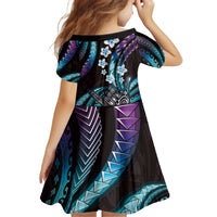 Hawaii Shaka Sign Kid Short Sleeve Dress Fantastic Frangipani Amethyst Gradient