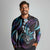Hawaii Shaka Sign Long Sleeve Polo Shirt Fantastic Frangipani Amethyst Gradient