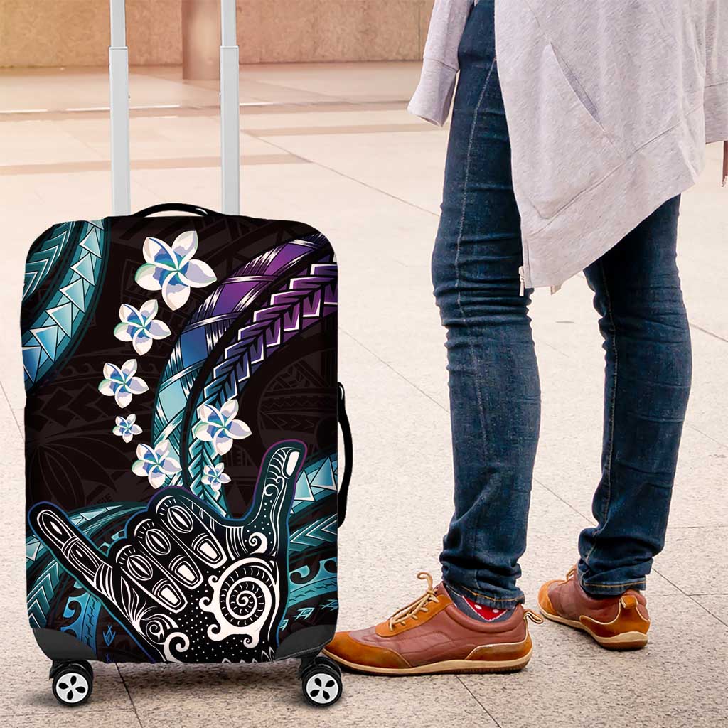 Hawaii Shaka Sign Luggage Cover Fantastic Frangipani Amethyst Gradient
