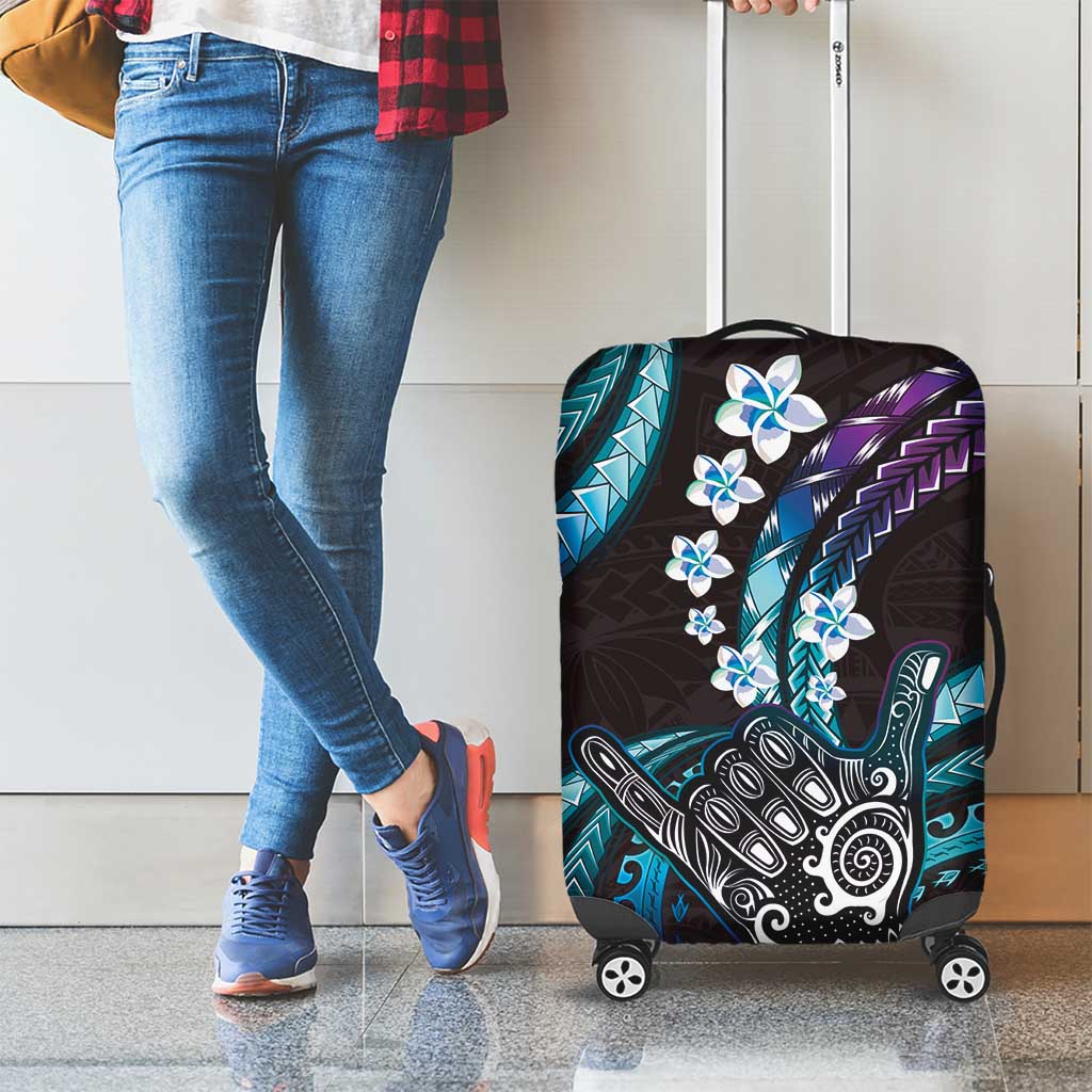 Hawaii Shaka Sign Luggage Cover Fantastic Frangipani Amethyst Gradient