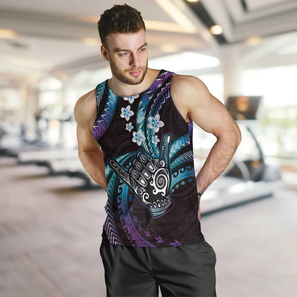 Hawaii Shaka Sign Men Tank Top Fantastic Frangipani Amethyst Gradient