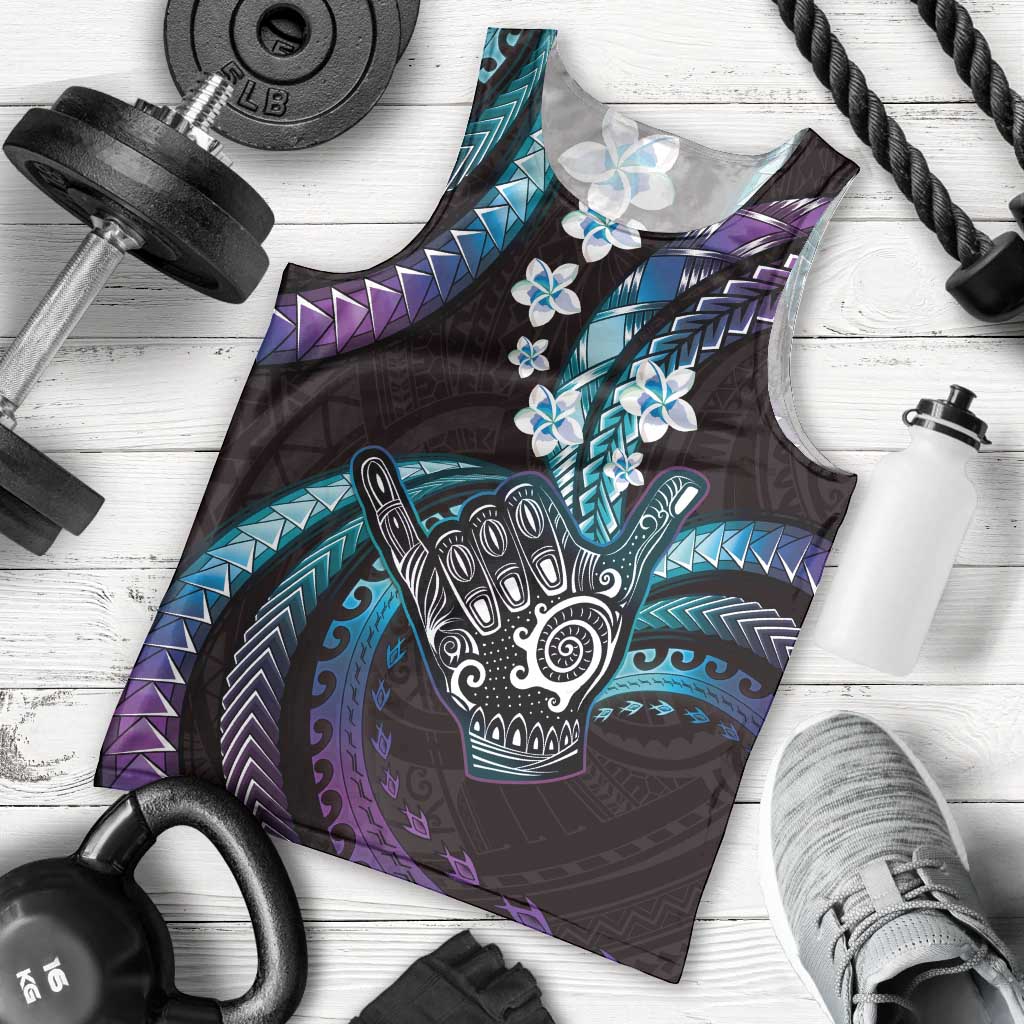 Hawaii Shaka Sign Men Tank Top Fantastic Frangipani Amethyst Gradient