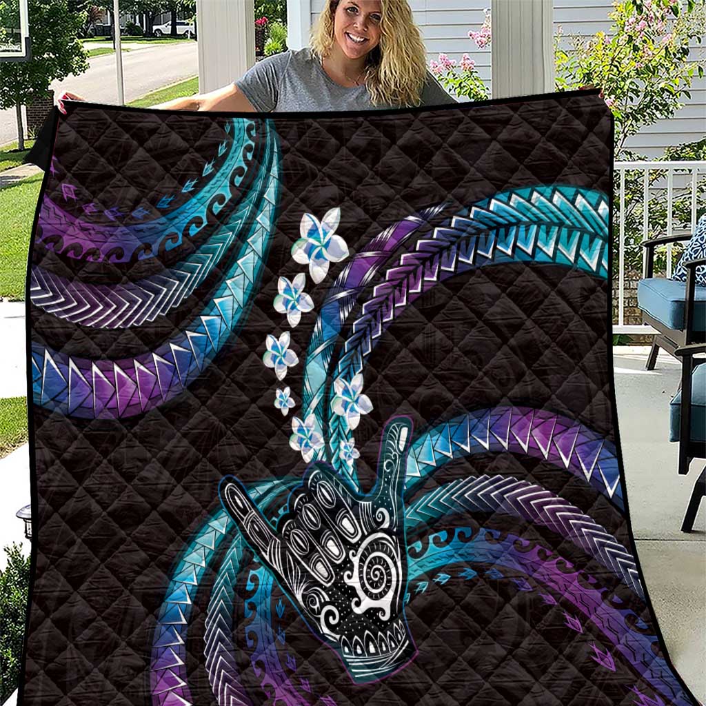 Hawaii Shaka Sign Quilt Fantastic Frangipani Amethyst Gradient