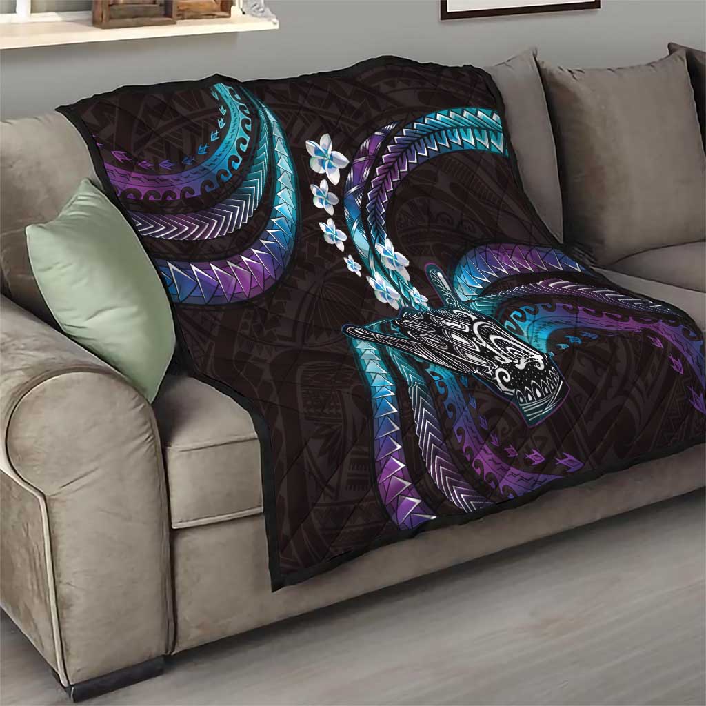 Hawaii Shaka Sign Quilt Fantastic Frangipani Amethyst Gradient