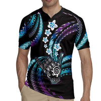 Hawaii Shaka Sign Rugby Jersey Fantastic Frangipani Amethyst Gradient