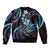 Hawaii Shaka Sign Sleeve Zip Bomber Jacket Fantastic Frangipani Amethyst Gradient