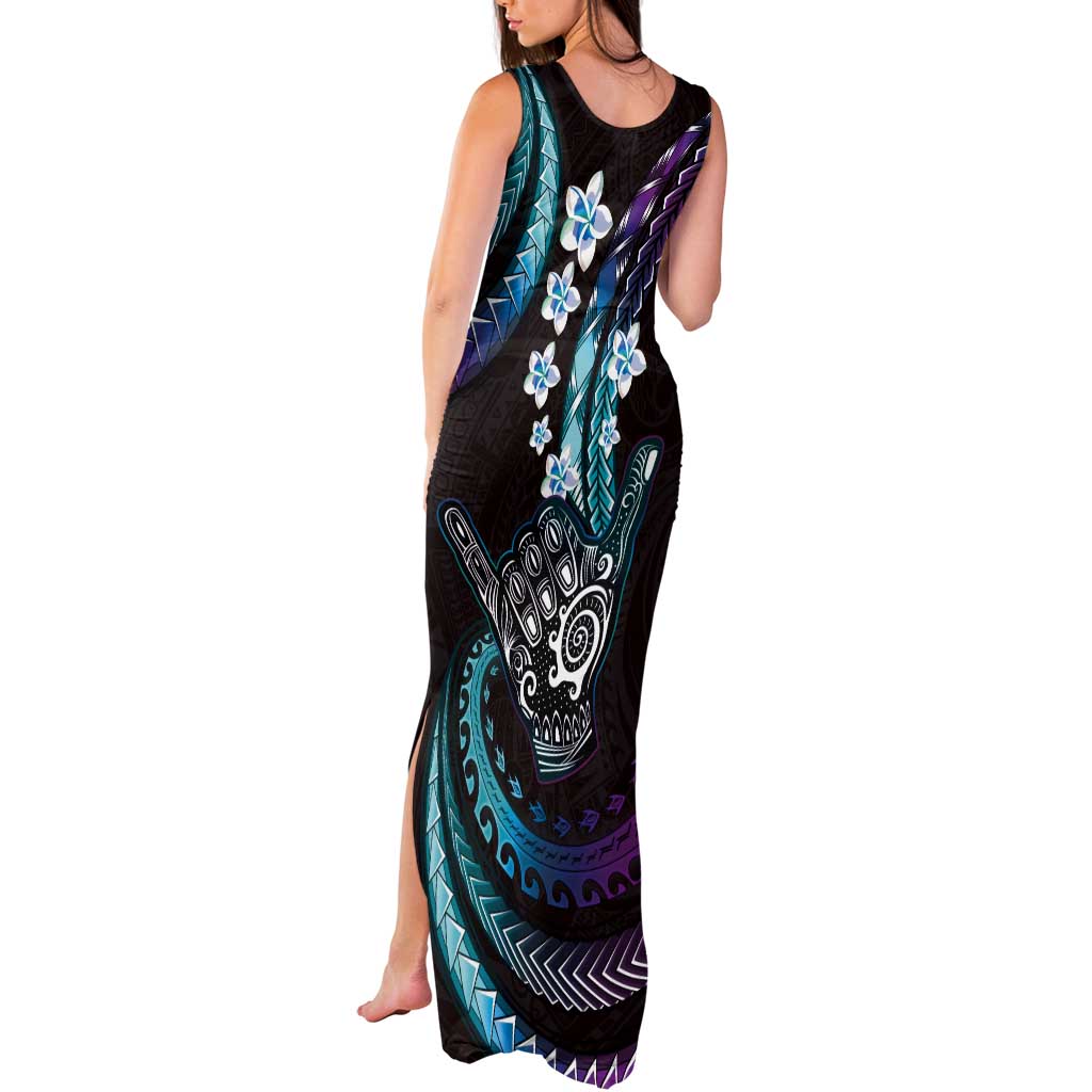 Hawaii Shaka Sign Tank Maxi Dress Fantastic Frangipani Amethyst Gradient