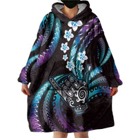 Hawaii Shaka Sign Wearable Blanket Hoodie Fantastic Frangipani Amethyst Gradient