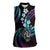 Hawaii Shaka Sign Women Sleeveless Polo Shirt Fantastic Frangipani Amethyst Gradient