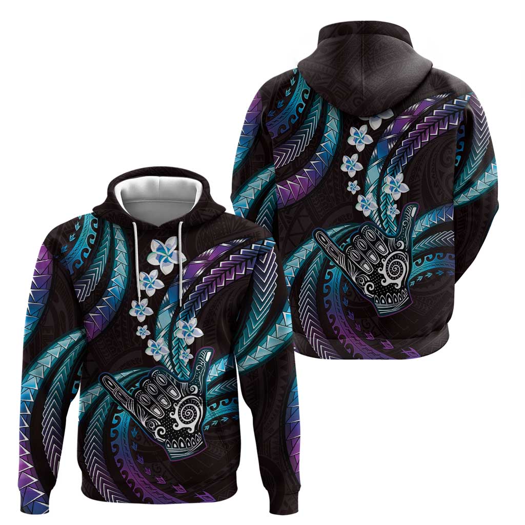 Hawaii Shaka Sign Zip Hoodie Fantastic Frangipani Amethyst Gradient
