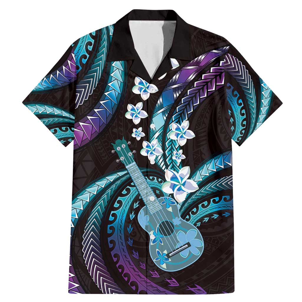 Hawaiian Ukulele Family Matching Mermaid Dress and Hawaiian Shirt Amethyst Gradient Fantastic Plumeria LT01 Dad's Shirt - Short Sleeve Purple - Polynesian Pride