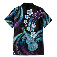 Hawaiian Ukulele Family Matching Mermaid Dress and Hawaiian Shirt Amethyst Gradient Fantastic Plumeria LT01 - Polynesian Pride