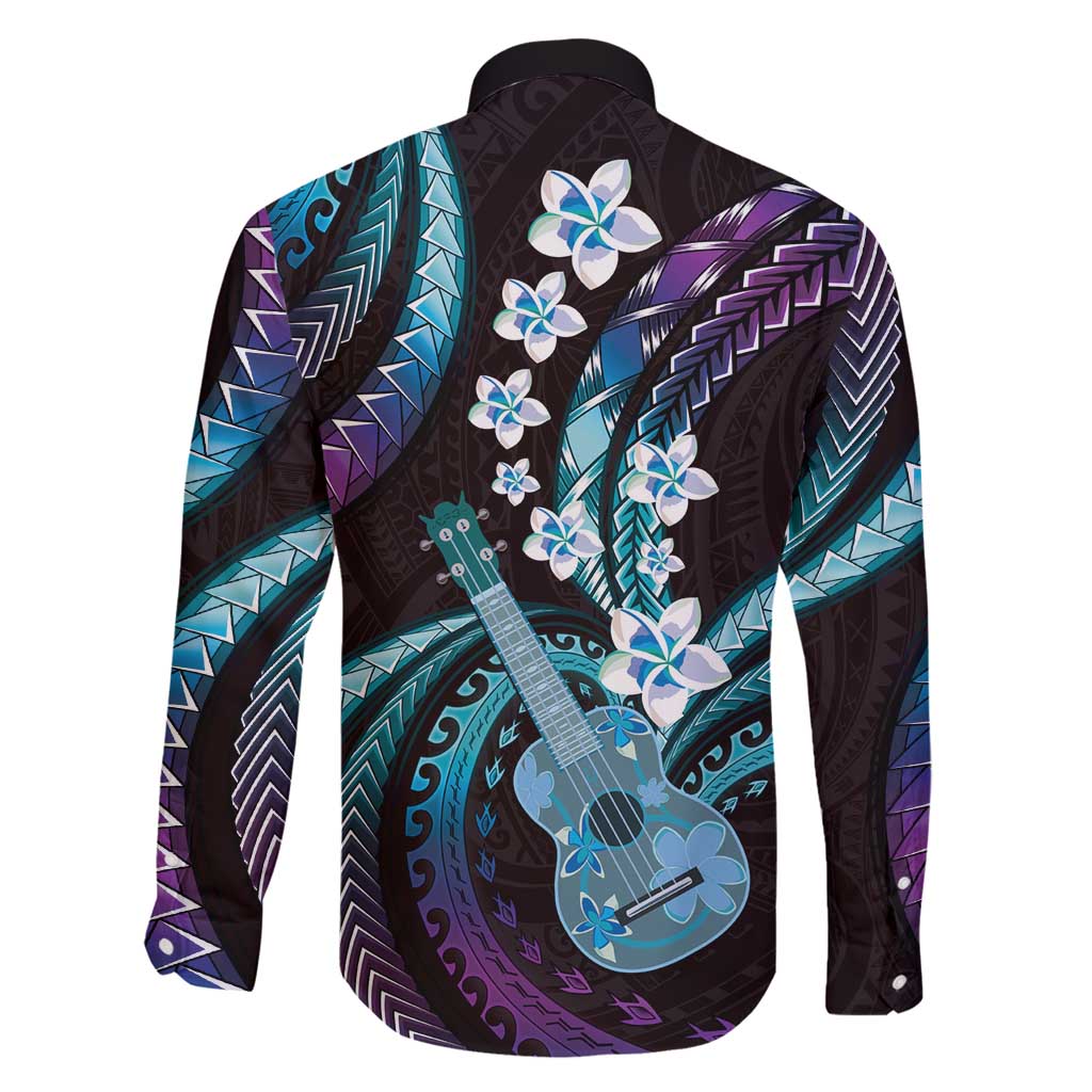 Hawaiian Ukulele Family Matching Mermaid Dress and Hawaiian Shirt Amethyst Gradient Fantastic Plumeria LT01 - Polynesian Pride