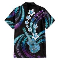 Hawaiian Ukulele Family Matching Off The Shoulder Long Sleeve Dress and Hawaiian Shirt Amethyst Gradient Fantastic Plumeria LT01 - Polynesian Pride
