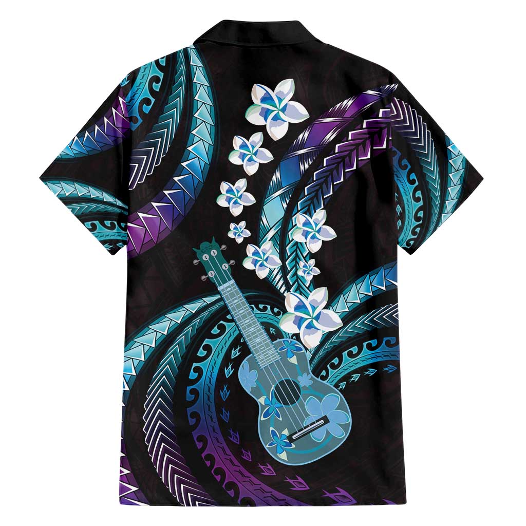 Hawaiian Ukulele Family Matching Short Sleeve Bodycon Dress and Hawaiian Shirt Amethyst Gradient Fantastic Plumeria LT01 - Polynesian Pride